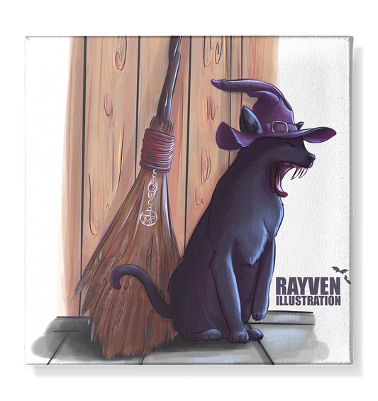 Rayven Illustration | Witch Cat - Leinwand 40x40cm