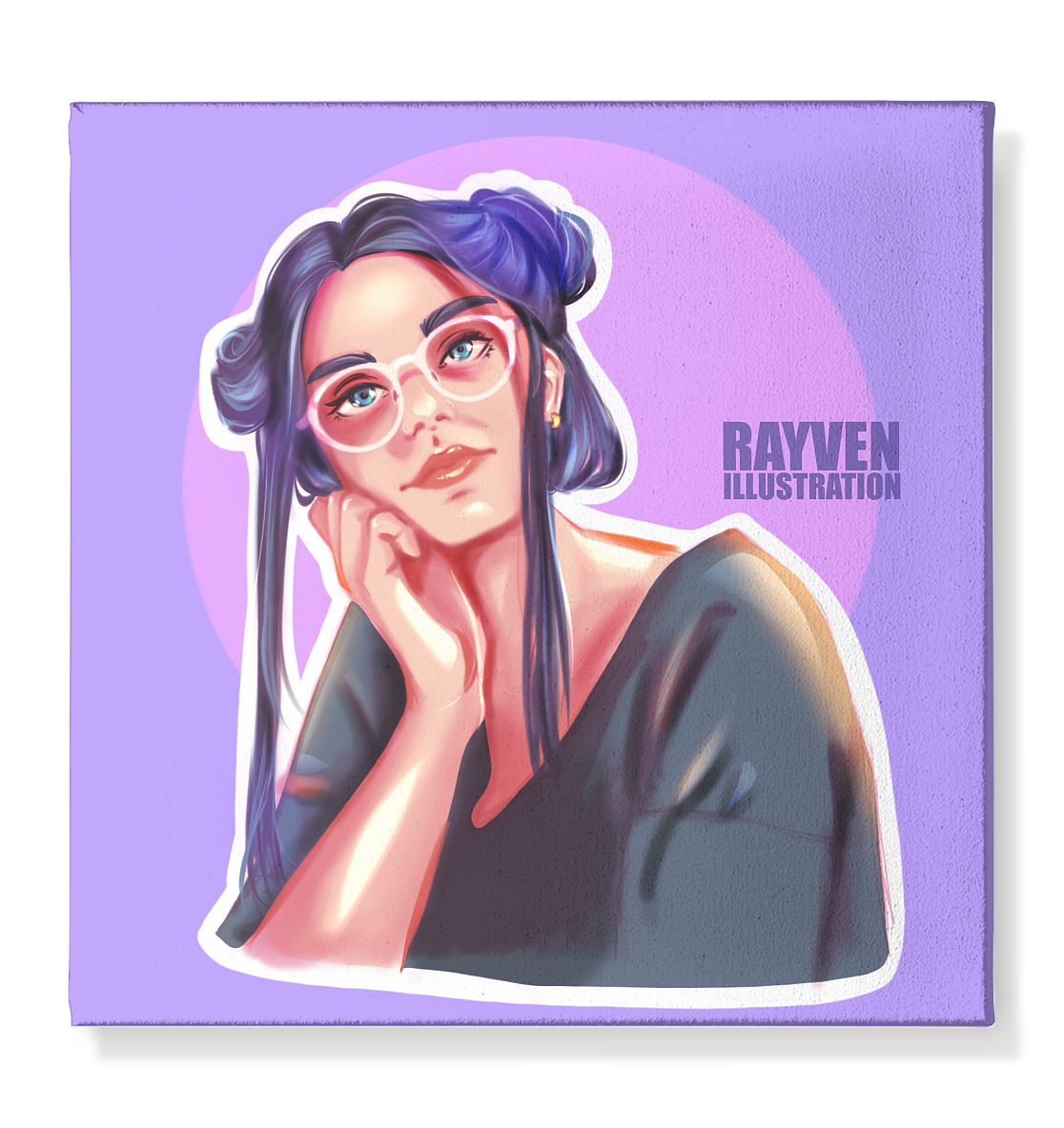 Rayven Illustration | Girl in Purple - Leinwand 40x40cm